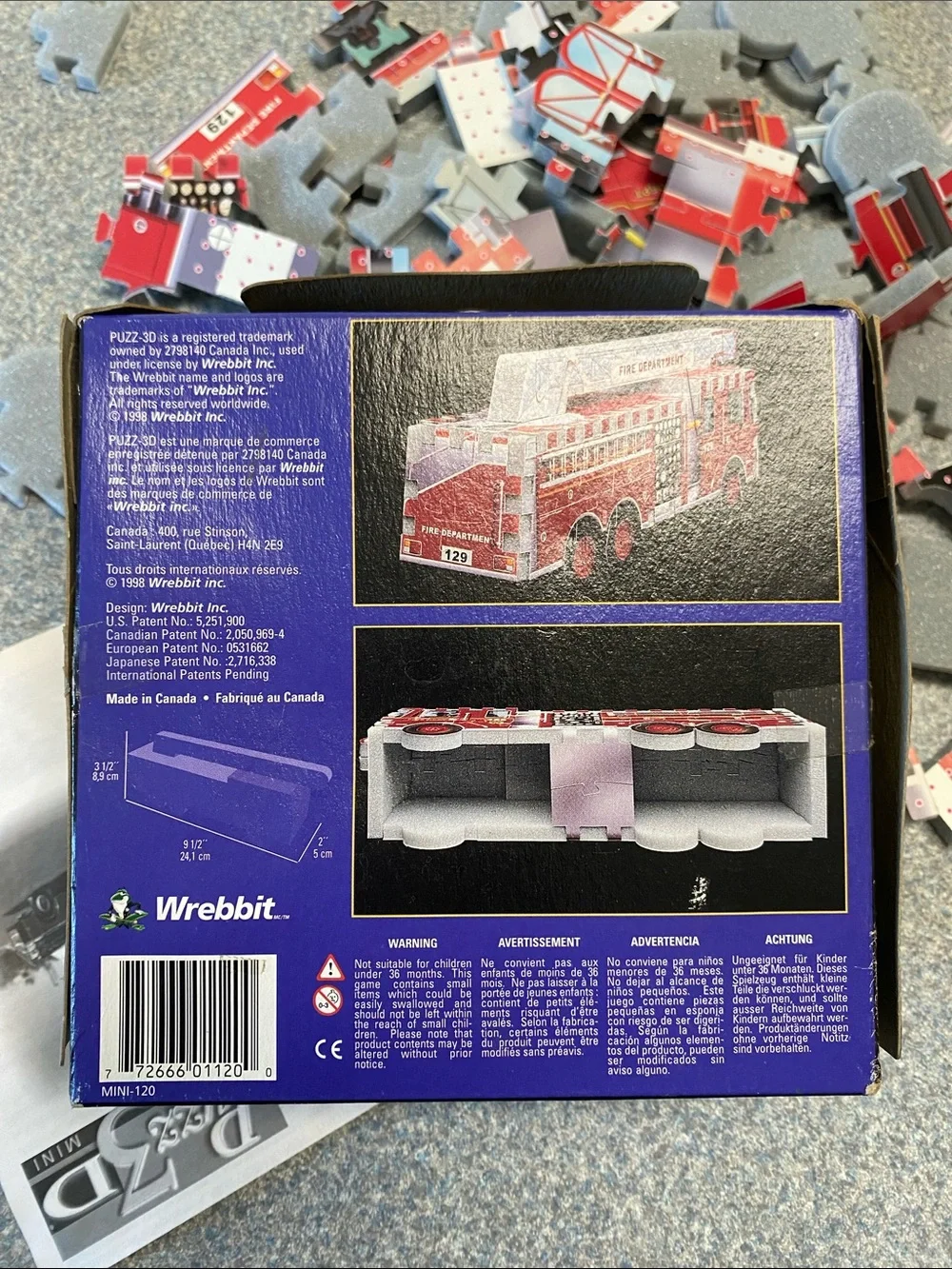 Puzz3D Mini Fire Engine Department Truck 68-Piece 3D Puzzle Foam Back Pieces